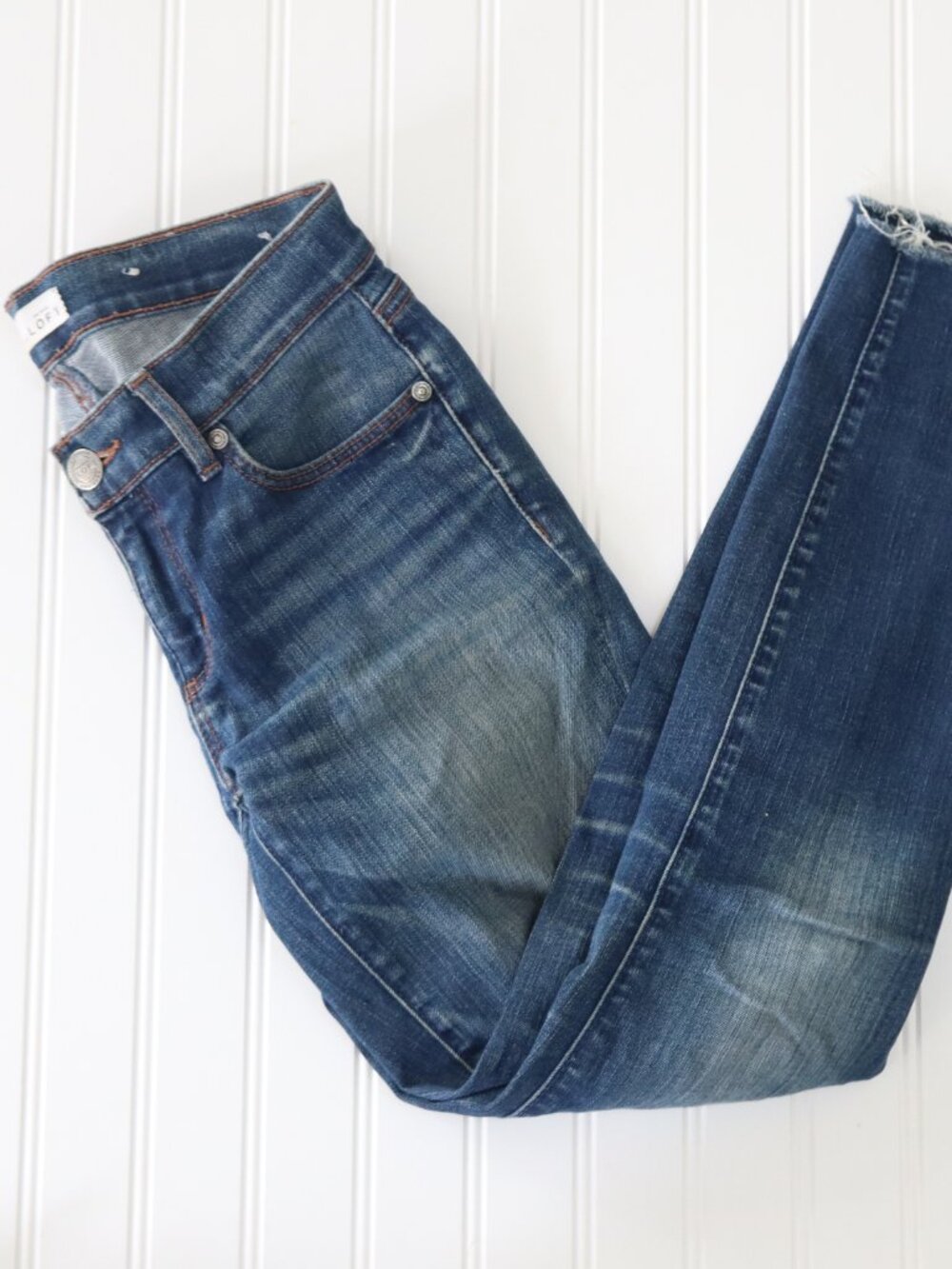 LOFT Modern Skinny Jeans Size 24/00 Raw Hem Blue